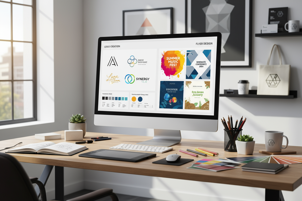 présente de creation de logo et flyers